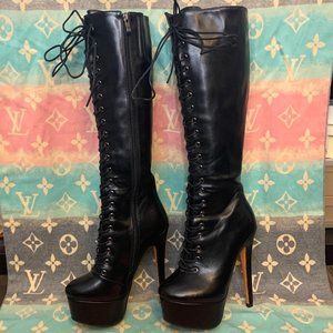 Tall Gothic Platform Heeled Boots (VEGAN)